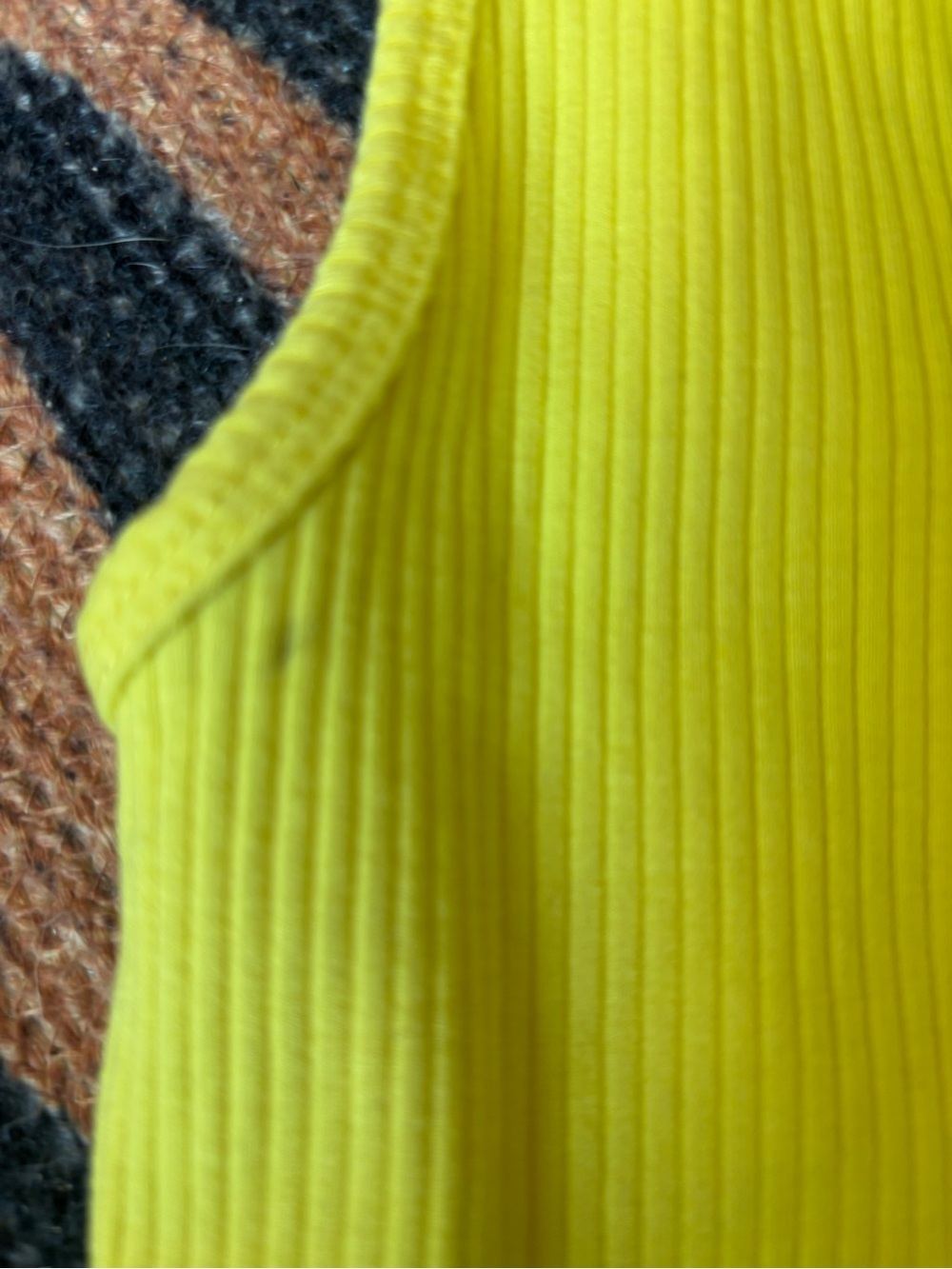 Bright Yellow Ribbed Crop Tank Top - Picture 3 of 4